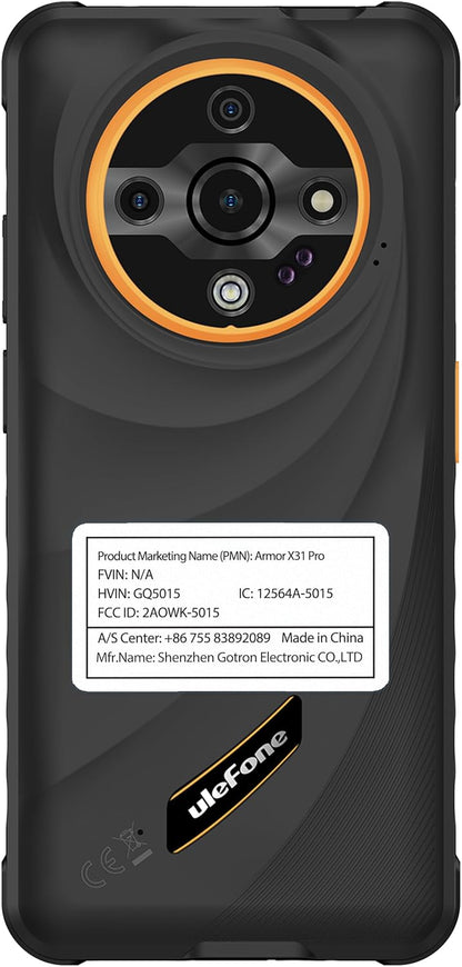 5G Rugged Phone, Ulefone Armor X31 Pro Unlocked Smartphone, MTK Dimensity 6300 5G, 16GB+256GB, Android 14, 6.56” 120Hz, 64MP Main Cam., 25MP Night Vision Cam., 6050mAh, Google Lens, NFC - Black