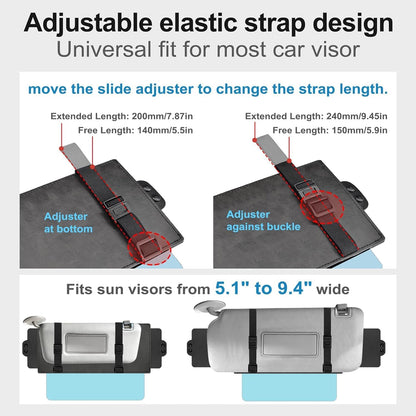 Sun Visor Extender for Car with 2 Side Sunshade, Polarized Car Visor Extender Sun Blocker, UV400 Visor Extender Attachment with PC Lens, Anti-Glare for Safe Driving