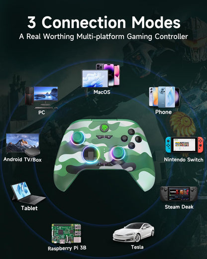 EasySMX X15 PC Controller - Enhanced Wireless Bluetooth Controller with Hall Joysticks/Hall Triggers/RGB Lighting - No Stick Drift, No Dead Zone - Work for Windows PC, Android, Steam and Switch