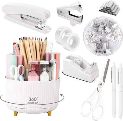 SKYDUE Office Desk Accessories 10PCS, White Office Supplies Set