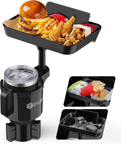 Car Cup Holder Expander | Adjustable Cup Holder Tray Table with Phone Slot for Large Bottles & Travel