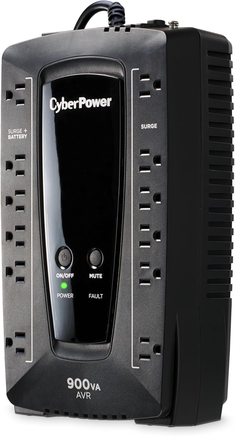 CyberPower AVRG900LCD Intelligent LCD UPS System, 900VA/480W, 12 Outlets, AVR, Compact