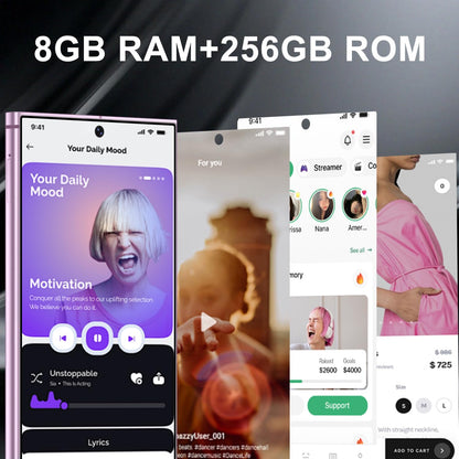 Unlocked Cell Phones Smartphone Unlocked Phones 8+256GB 6.8" HD Screen Dual SIM 108MP+48MP Camera and Built-in Pen (Violet)