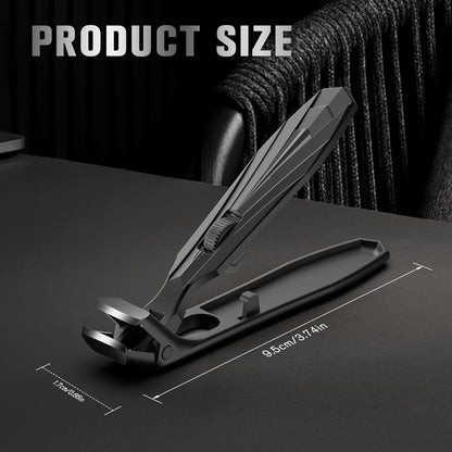 FERYES Angled Head Long Handled Toenail Clipper for Seniors - Large Wide Jaw Nail Clipper with Catcher for Thick Nails - Easier Trimming, Ergonomic Design (Black)