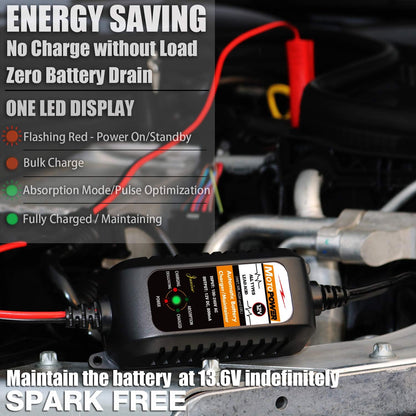 MOTOPOWER MP00205A 12V 800mA Fully Automatic Battery Charger/Maintainer