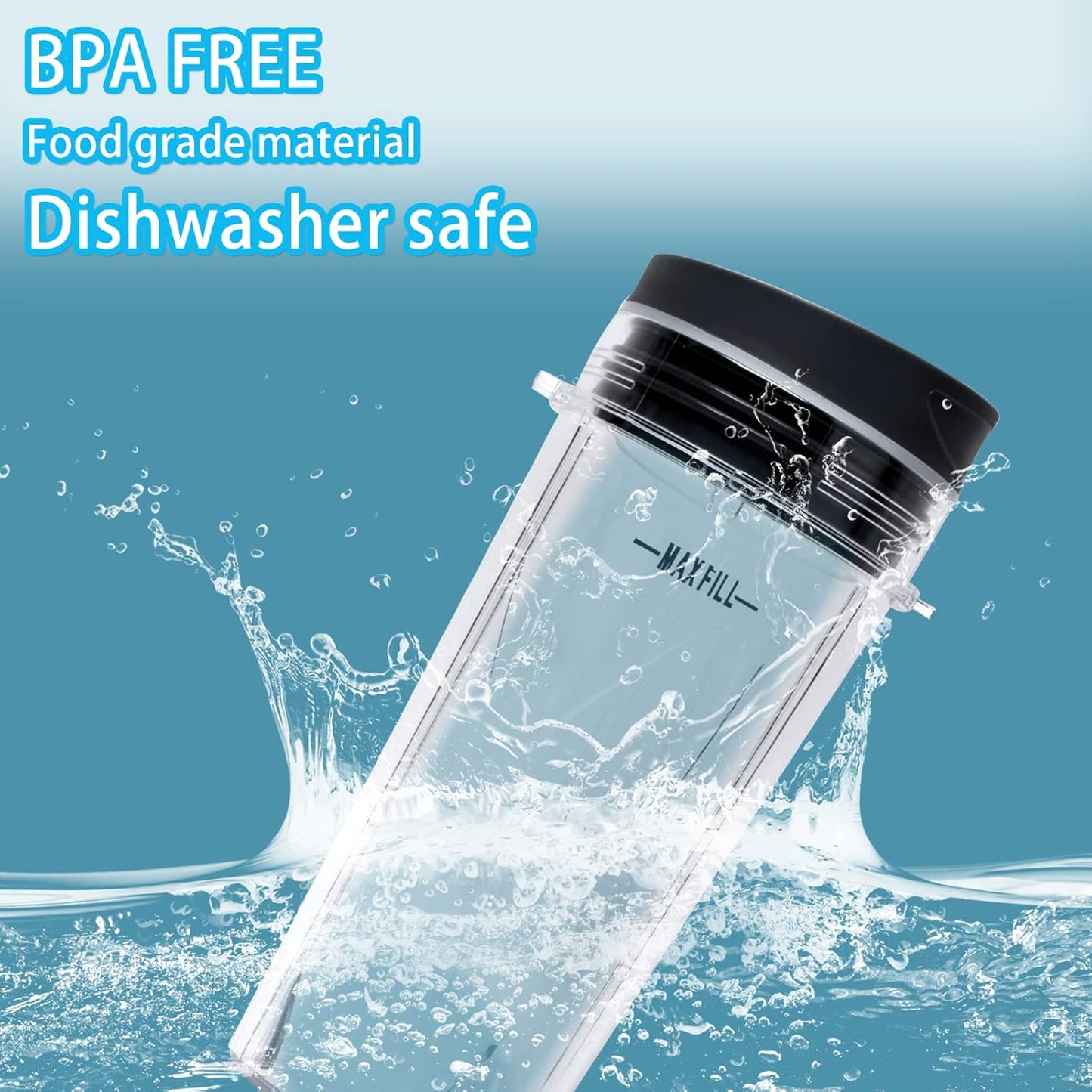 16oz Blender Cup Compatible with Ninja Blender BL660 BL740 BL770 BL780 BL810 QB3000, Single Serve Cup with Sip & Seal Lids for Nutri Ninja Replacement Parts