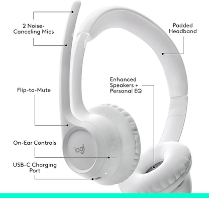 Logitech Zone 301 Wireless Bluetooth Headset with Noise-Canceling Microphone, Compatible with Windows, Mac, Chrome, Linux, iOS, iPadOS, Android – Graphite
