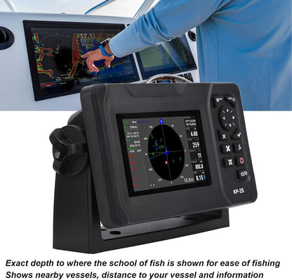 Xiuganpo Chart Plotter Marine, IP66 Waterproof Marine Plotter Marine Navigator with 5in Color TFT LCD Screen, Accurate Fish Finders Depth Finders for Boats, Safety Alarm System, Xiuganpou2qnid569t