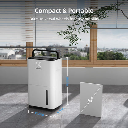 HOGARLABS 32 Pints Home Dehumidifier for Basement Continuous Dehumidify, Intelligent Humidity Control,Smart Dehumidifier with Drain Hose for Liveroom, Bedroom & Bathroom.