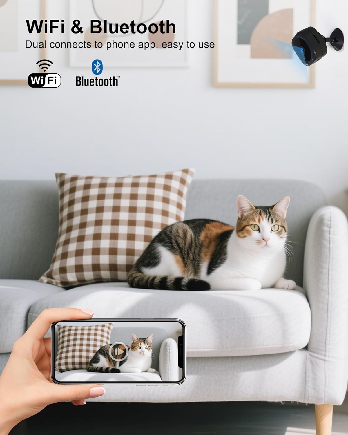 AOBOCAM Mini Security Camera 1080P HD Wireless WiFi Indoor Camera with Motion Detection Night Vision APP Control Pet Camera Nanny Cam for Home Surveillance