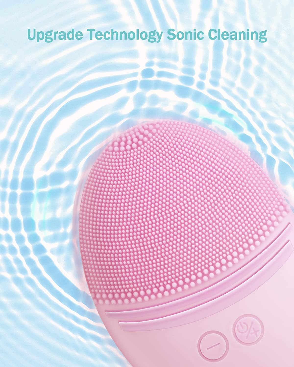 EZBASICS Sonic Facial Cleansing Brush Made with Ultra Hygienic Soft Silicone, Waterproof Sonic Vibrating Face Brush for Deep Cleansing, Gentle Exfoliating and Massaging, Inductive Charging Blue