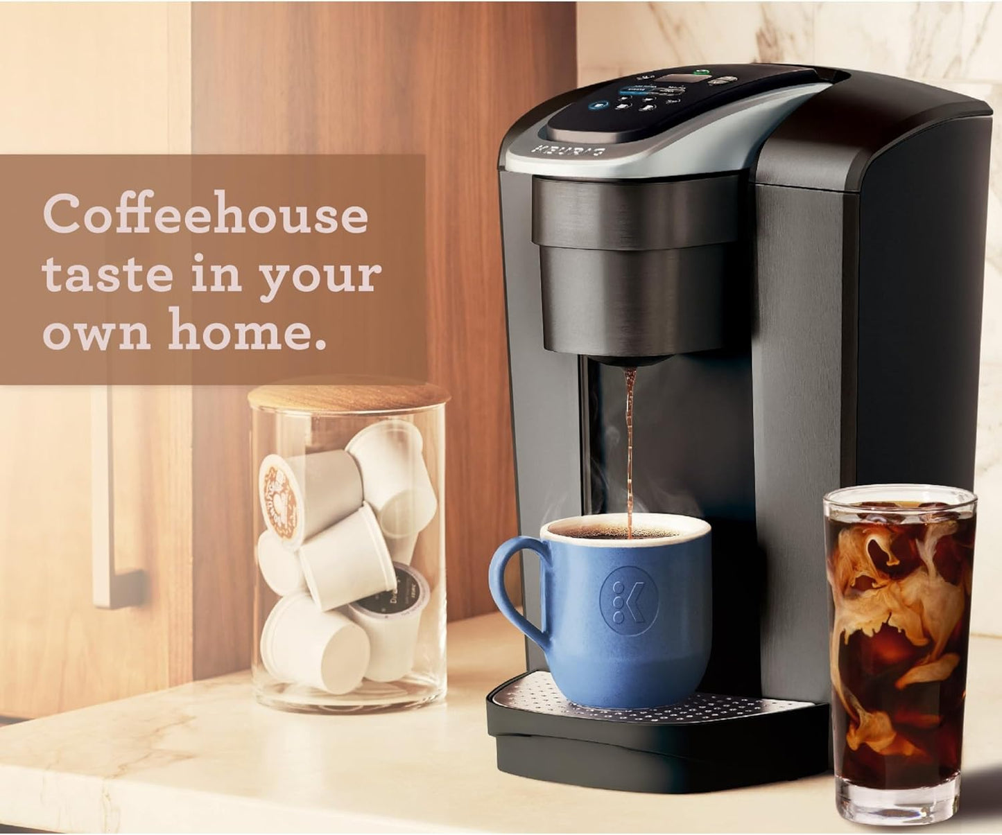 Keurig K-Elite K Single Serve K-Cup Pod Maker, with Strong Temperature Control, Iced Coffee Capability, 12oz Brew Size, Brushed Slate