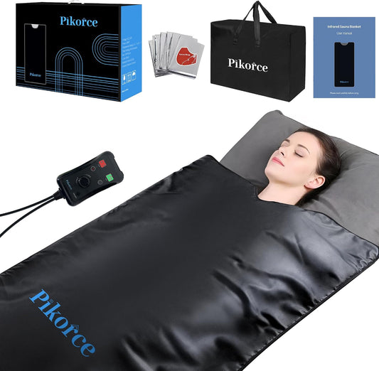 Portable Infrared Sauna Blanket for Home Use – Full Body Detox & Relaxation | 113-176℉ Adjustable Temperature | 6 ft x 2.65 ft, Far Infrared Stress Relief Heated PU Sauna Bag for Body Recovery
