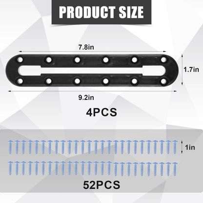 4pcs Kayak Tracks, 9.2 inch Kayak Low Profile Track with 52 Screws Kayak Rail Accessories Kayak Gear Track Mount for Fishing Rods Cup Holders Paddles Fish Finders Anchor Cleats