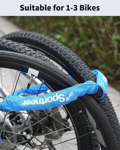 Sportneer Bike Lock Anti-Theft Bicycle Chain Lock Heavy Duty 0.32inch/8mm Thicker Motocycle Lock High Security with 2 Keys for Bike, Scooter, Moto, Door, Gate Fence
