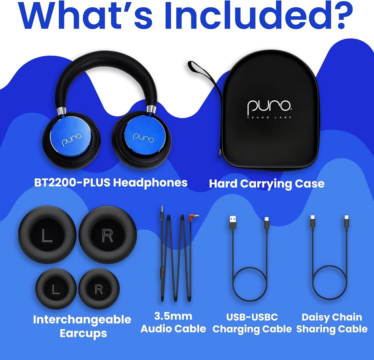 Puro Sound Labs BT2200 Plus Volume Limited Kids’ Bluetooth Headphones (Blue)