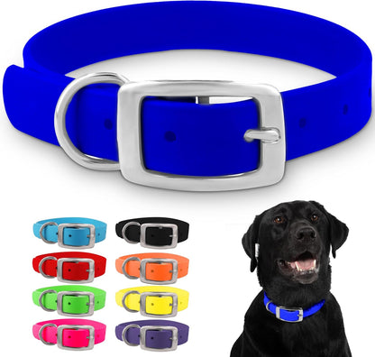 Regal Dog Products Medium Yellow Waterproof Dog Collar with Heavy Duty Double Buckle & D Ring | Vinyl Coated, Custom Fit, Adjustable Biothane Dog Collar | Chew Resistant Waterproof Collar for Dogs