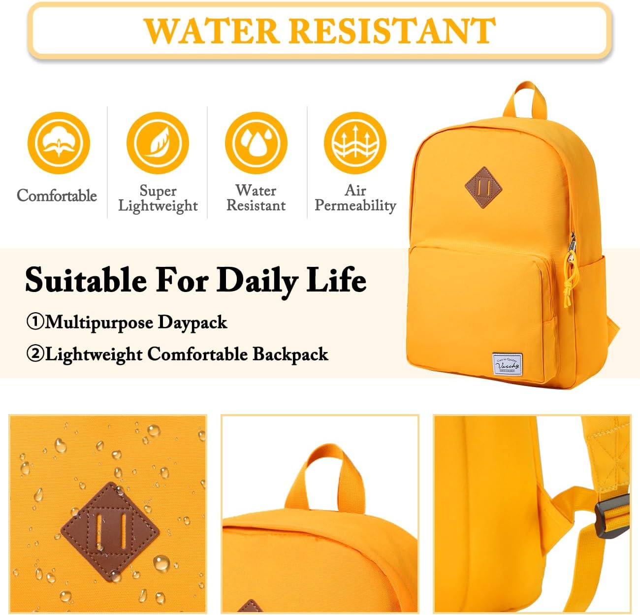 VASCHY Lightweight School Backpack for Women with Sleeve for 14" Laptop