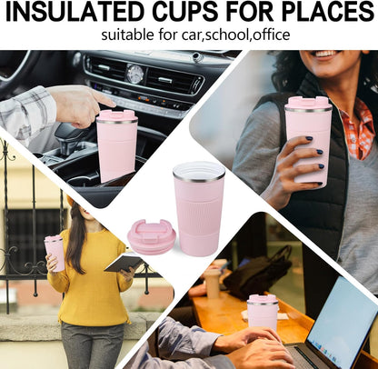 18oz Mug with Ceramic Coating Inside, Insulated Coffee Mug with Lid, Leak Proof Coffee Travel Mug, Travel Coffee Mug Fits in Car Cup Holder