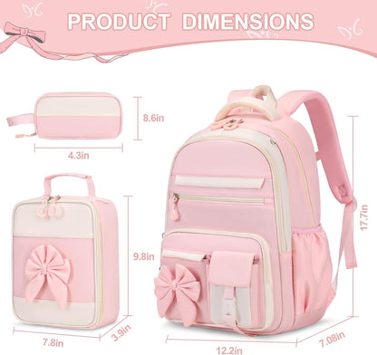 DIGOBAY Backpack for Girls, 3PCS Girls Backpack with Lunch Bag Pencil Case, Kids Backpack for Kindergarten Elementary School