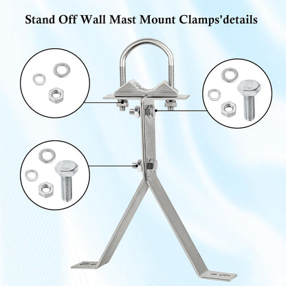 XRDS-RF 16 Inch Heavy-Duty Wall Mount Stand Off Mast for TV Antenna - Windproof Mounting Bracket (2-Leg + 2-Leg)