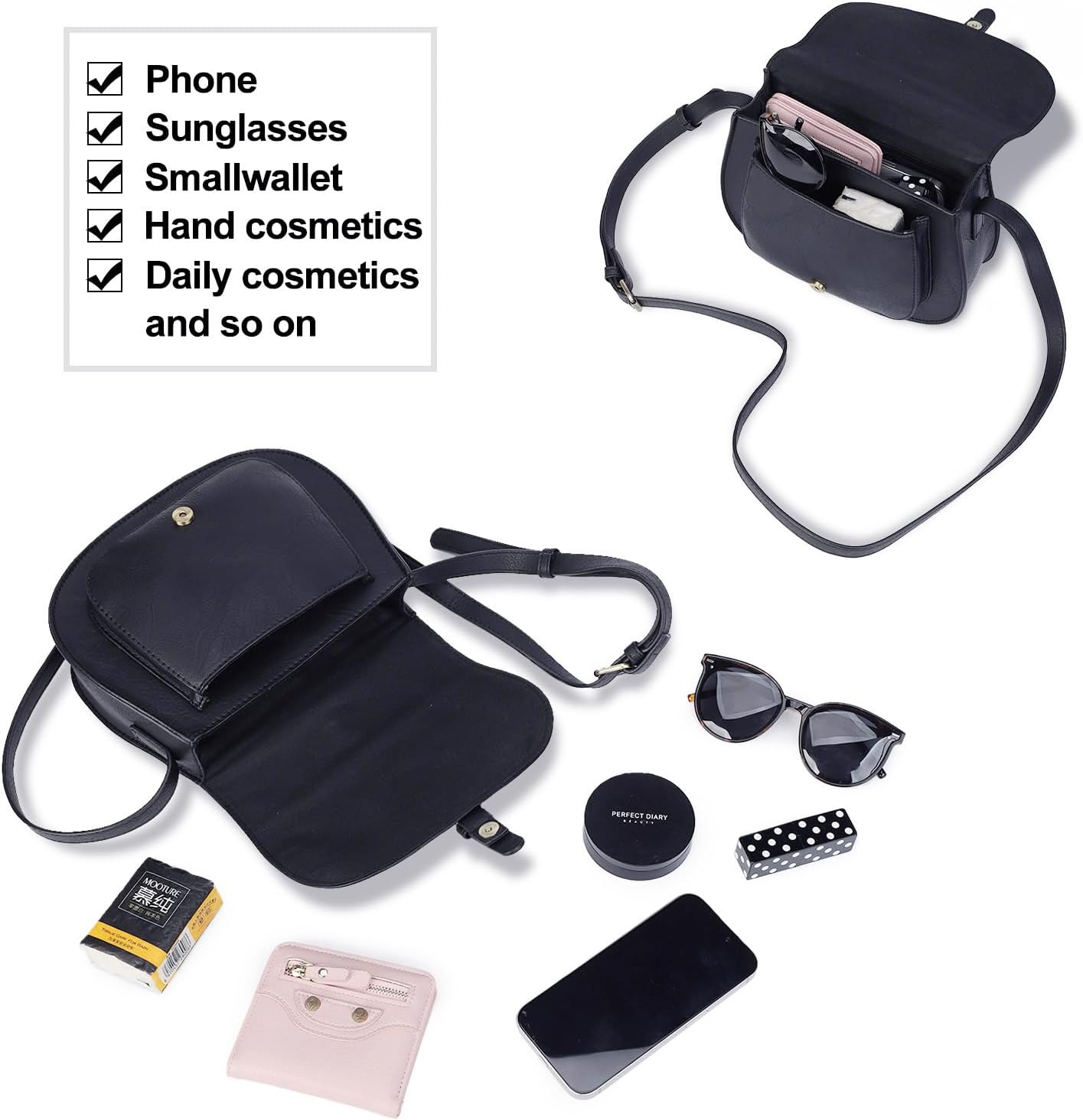Crossbody Bags for Women Small Over the Shoulder Saddle Purses and Boho Cross body Handbags,Vegan Leather