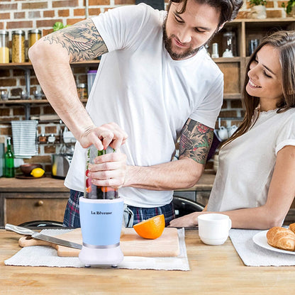 La Reveuse Personal Size Blender 250 Watts Power for Shakes Smoothies Seasonings Sauces with 1 Piece 15 oz Cup,1 Piece 10 oz Mug,BPA Free (Black)