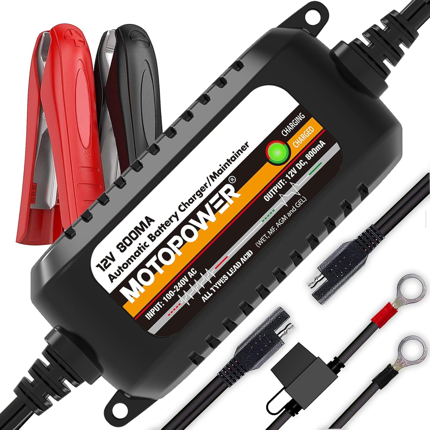 MOTOPOWER MP00205A 12V 800mA Fully Automatic Battery Charger/Maintainer