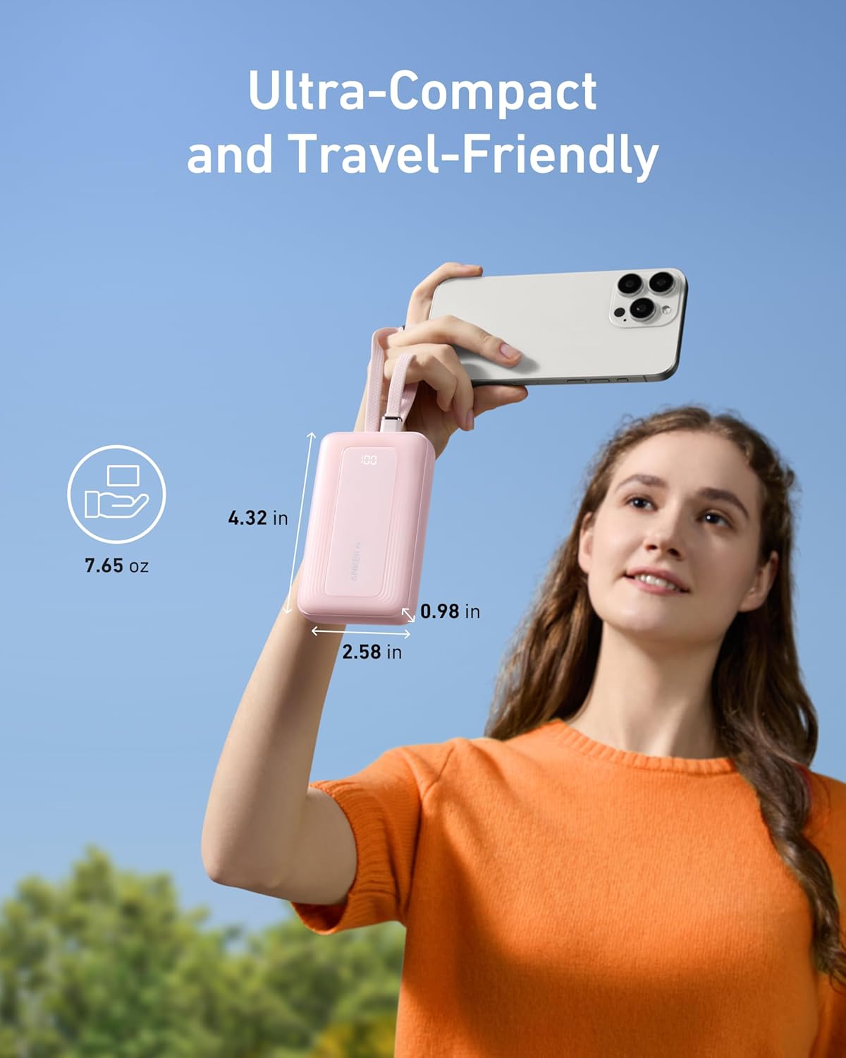 Anker Zolo Power Bank, 10,000mAh 30W Max Fast Portable Charger with Built-in USB-C and MFi Certified Lightning Cables, USB-C&A, Battery Pack for iPhone 16/15 Series, MacBook, Galaxy (White)