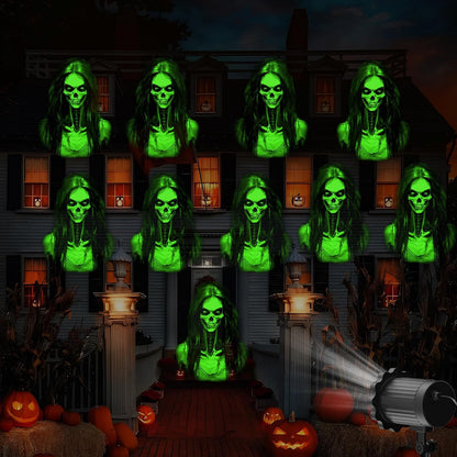 Halloween Projector Lights Outdoor,3D Dynamic Skull Ghost Decorations Light,Clearer Skull HD Patterns,Night Light for Home Window Wall Halloween Decor