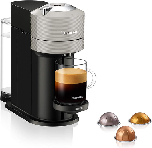Nespresso Vertuo Next Coffee and Espresso Machine by Breville with Aeroccino Milk Frother - Light Grey - PuriLite