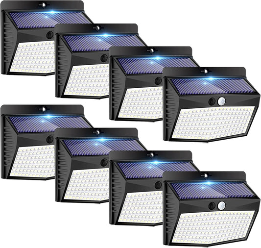 Solar Lights Outdoor, [ 8 Pack/138LED ] Solar Motion Sensor Light Outdoor with 3 Lighting Modes Wireless Waterproof Solar Wall Lights Solar Security Lights for Fence Yard Garden Deck Garage