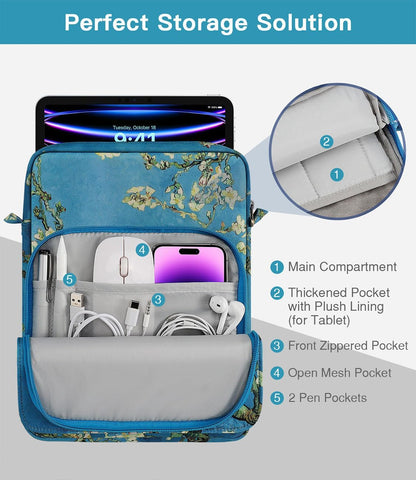 MoKo 13.3-14 Inch Laptop Sleeve Bag Fits MacBook Pro M3/M2 14" 2023, MacBook Pro 13" M2, New MacBook Air 13.6" M3/M2 2024/2022,Tab S8 Ultra 14.6",Handle Carrying Case with Shoulder Strap, Black & Gray - PuriLite