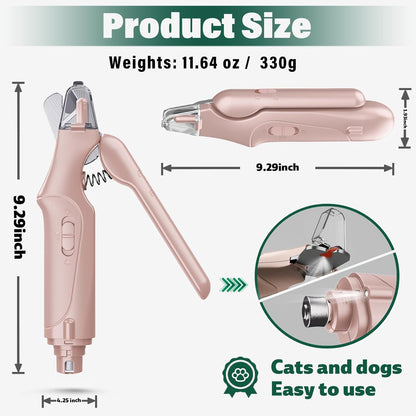 CATPICK 2-in-1 Cat Nail Clippers & Dog Nail Clippers Trimmers for Large Medium Small Dogs Cats Claw Trimmer Quick Sensor and Safety Guard USB Rechargeable with 2 LED Lights Dogs Nail Trimmer