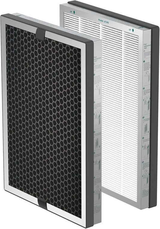 Air Purifier Filter Replacement for JF260,Air Purifiers 2X Filter Replacement, (MERV 17) True HEPA 300g Activated Carbon Filter, Air Cleaner Remove Smoke Dust