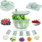 Salad Spinner Large, Vegetables Wash Bowl, Fruits & Herb Lettuce Dryer with 5 Blade Slicer Egg Yolk Strainer Shredder for Efficient Salad Preparation and Food Washing (5 in 1)
