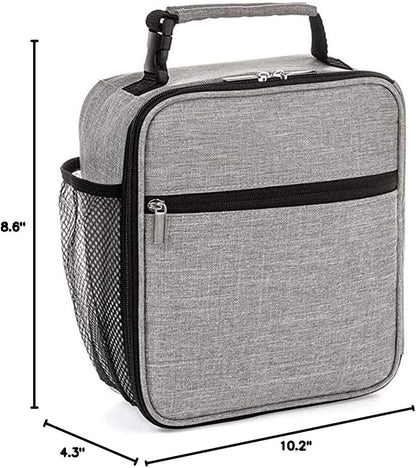 Insulated Lunch Bag, Leakproof Portable Lunch Box for Women Men Boys Girls, Large Capacity Cooler Bag with Handle and Bottle Pocket for Office School Camping Hiking Outdoor Beach Picnic (Black)