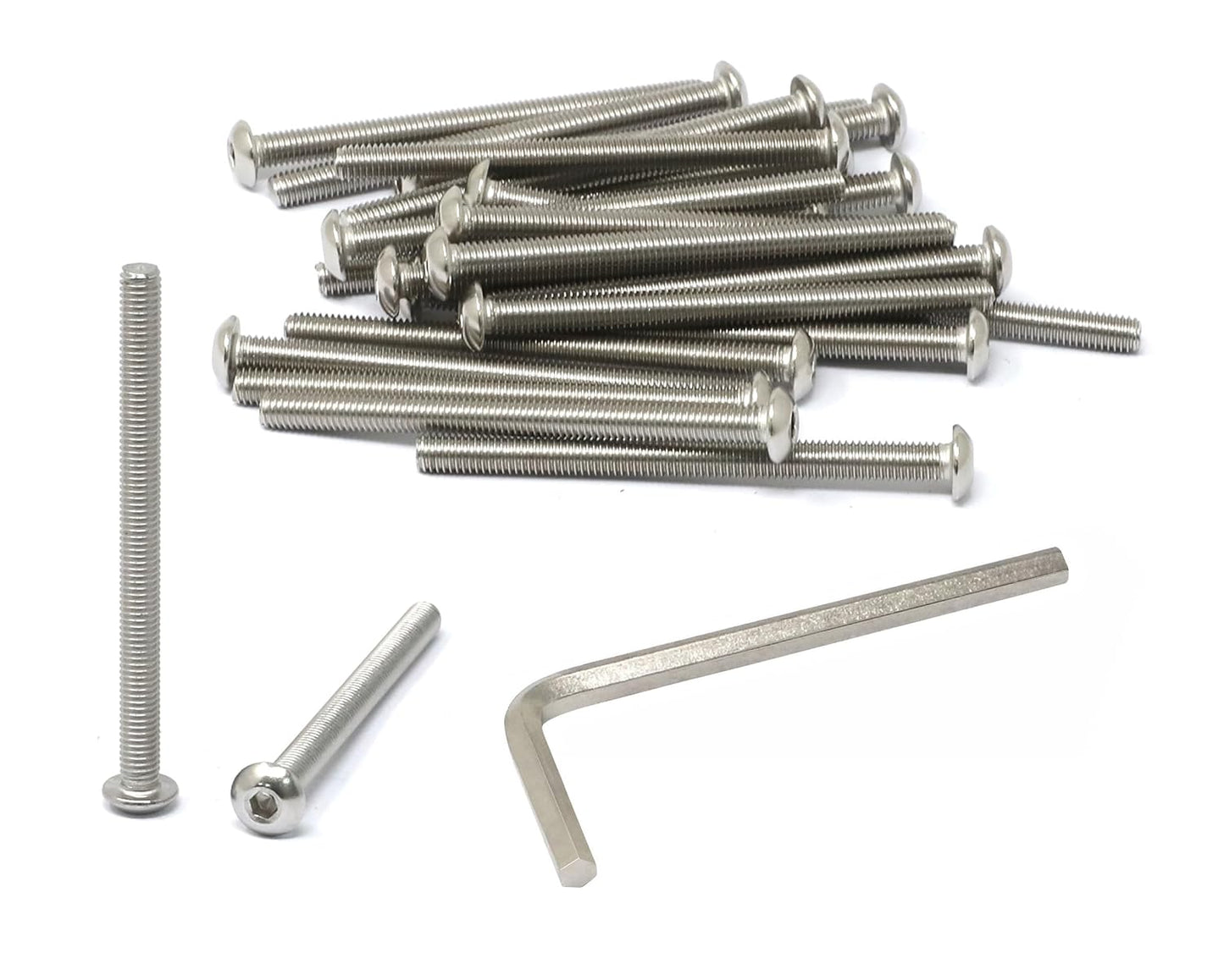 iexcell 50 Pcs M6 x 20mm Thread Pitch 1 mm Stainless Steel 304 Hex Socket Button Head Cap Screws Bolts Kit