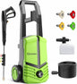 GREENER Electric Pressure Washer, 2500PSI, 4 Quick Nozzles, 2.4GPM, 23FT Outlet Hose, 9FT Power Cord, Power Washer Electric Powered with Soap Cannon for Car, Fence, Driveway, Patio Cleaning-Green