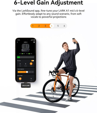 Hollyland Lark A1 Duo - Wireless Microphone USB C for iPhone 16/15 & Android (2TX + USB-C RX + Charging Case), Magnetic Mic for YouTube, TikTok, Podcast, Interviews (Black)