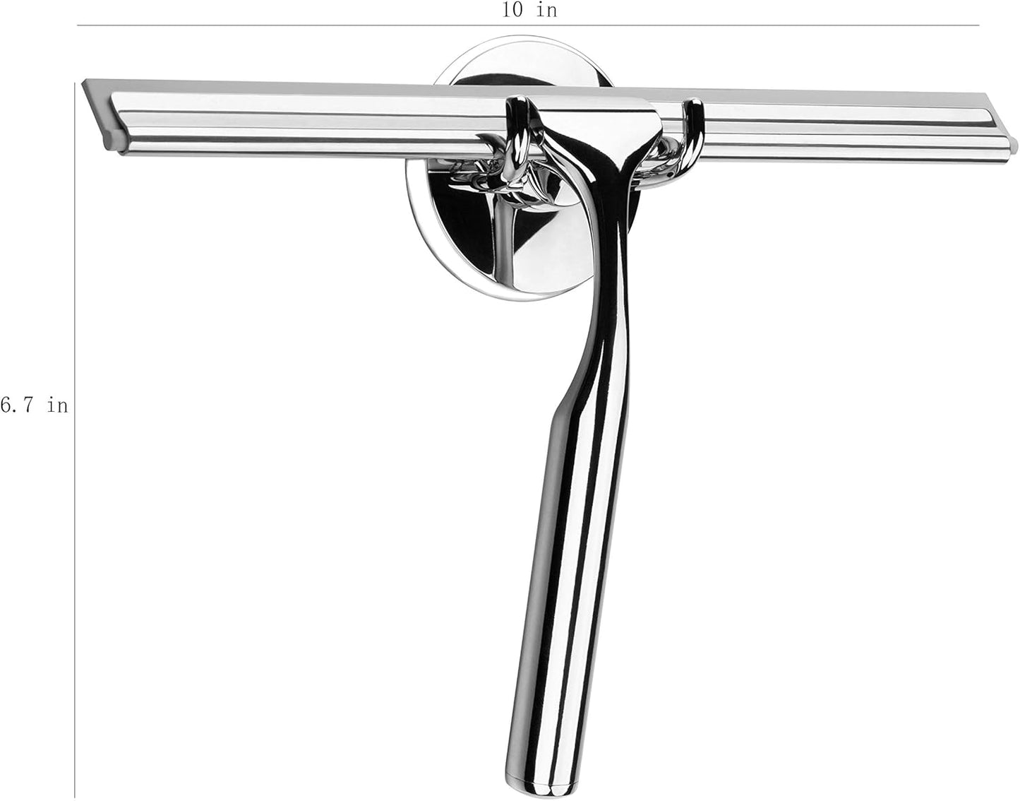 Ettori Shower Squeegee for Glass Doors, Squeegee for Shower Glass Door, Window and Car Glass, Mirrors - All-Purpose Stainless Steel Squeegee, 10 Inches and Black