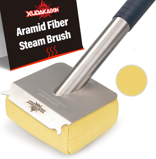 XUDAKAIXIN Grill Brush Bristle Free,BBQ Replaceable Scraper Cleaning Head,Safe Grill Accessories for Cast Iron Grates/Porcelain/Weber Gas/Charcoal Grill,Grill Brush for Outdoor Grill-Yellow