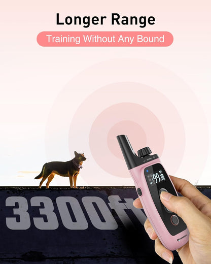 ABBIDOT Shock Collar, 3300Ft Dog Training Collar, 5 Training Modes Dog Shock Collar with Remote, Waterproof Rechargeble Security Lock E Collar for Small Medium Large Dogs
