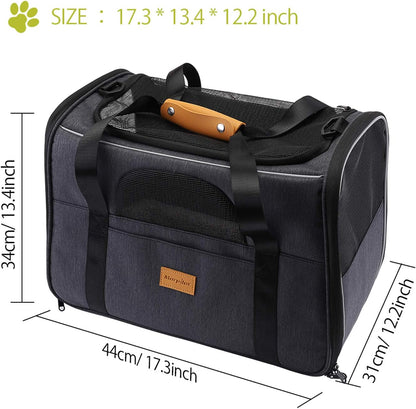 Morpilot Cat Carrier Soft - Portable Pet Carrier for Small or Medium Cats, Dogs and Puppy up to 14lbs, Airline Approved Dog Carrier with Safety Buckle - (Dark Gray)