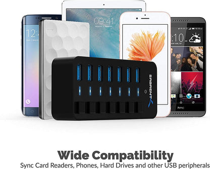 SABRENT16 Port USB hub 3.2 x1 and Charger 90W, with Power Adapter, Fast Powered Data hub, Multiple USB Charging, USB Docking Station, multiport hubs, LEDs on/Off Switch, Mount Bracket Included