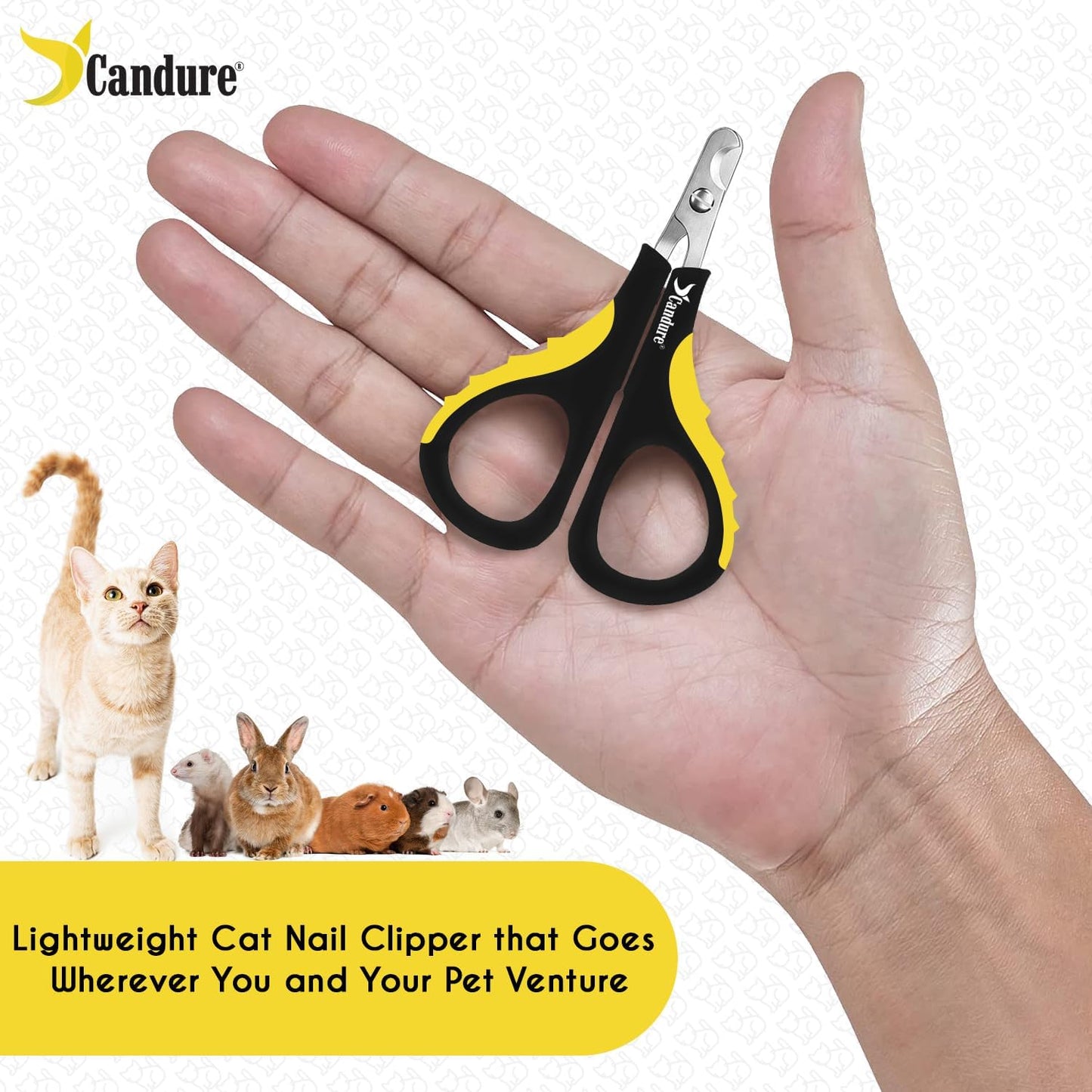 Candure Cat Nail Clippers Stainless Steel Cat Claw Trimmers for Rabbits,Guinea Pigs, Birds, Puppies, Kittens and Small Animals- Pet Nail Clippers for Professional and Home Use (Black)