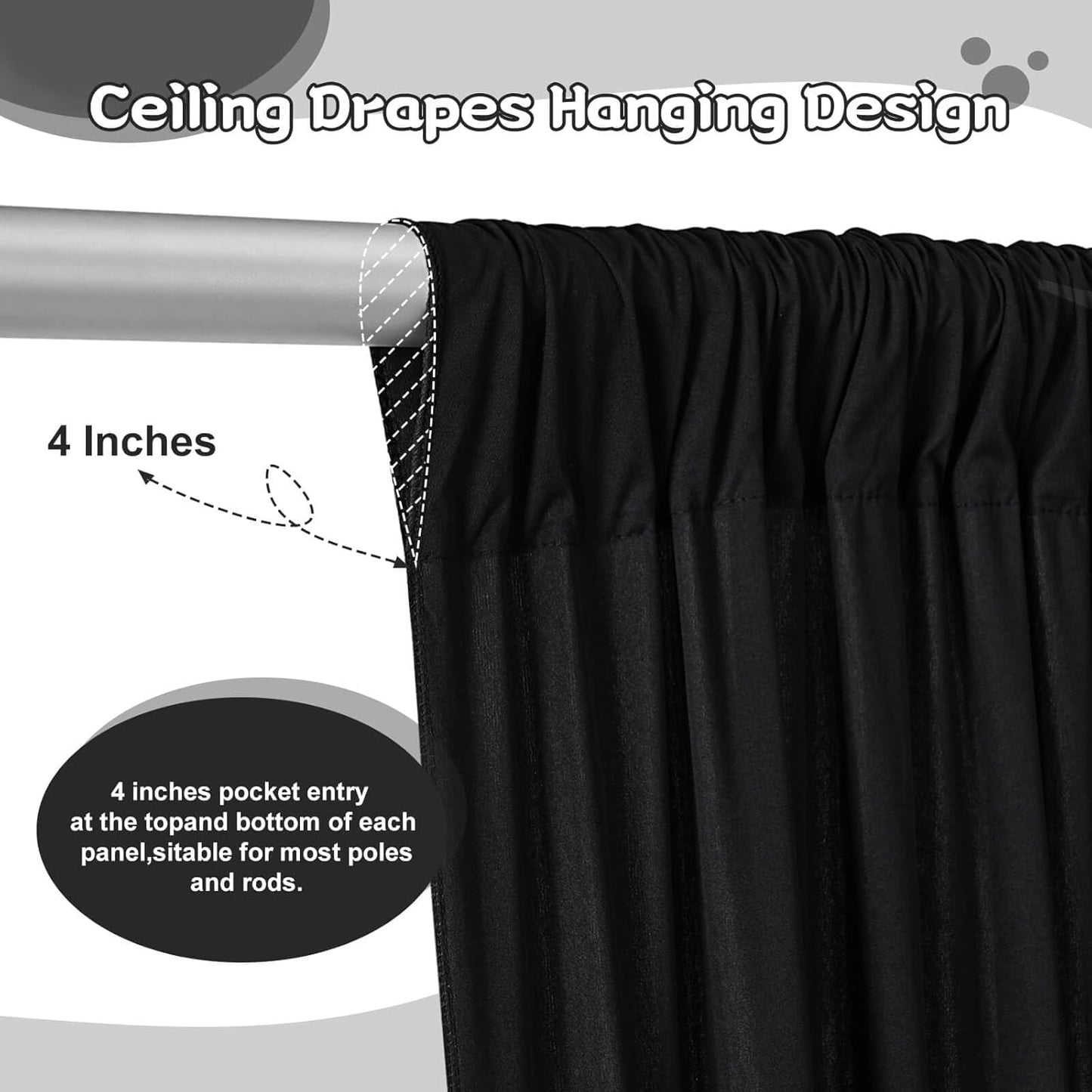 10.6x10Ft White Backdrop Curtain Parties Photo Curtains Backdrop Drapes Fabric for Wedding Birthday Baby Shower Decorations