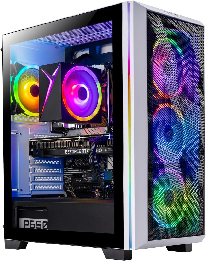 Skytech Nebula Gaming PC Desktop, Intel i5 14400F 2.5 GHz (4.7GHz Turbo), NVIDIA RTX 5060 8GB, 1TB NVMe SSD, 16GB DDR5 RAM 6000, 650W Gold PSU, Wi-Fi, Win 11