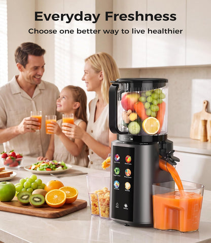 ONELIVE Cold Press Juicer Machine, 6.5" Wide Chute, 3L, Easy to Clean Smart Presets for Fruits, Veggies, Sorbet & Nut Milk, All-in-One Strainer, More Juice, Drier Pulp, Easier Use and Cleanup