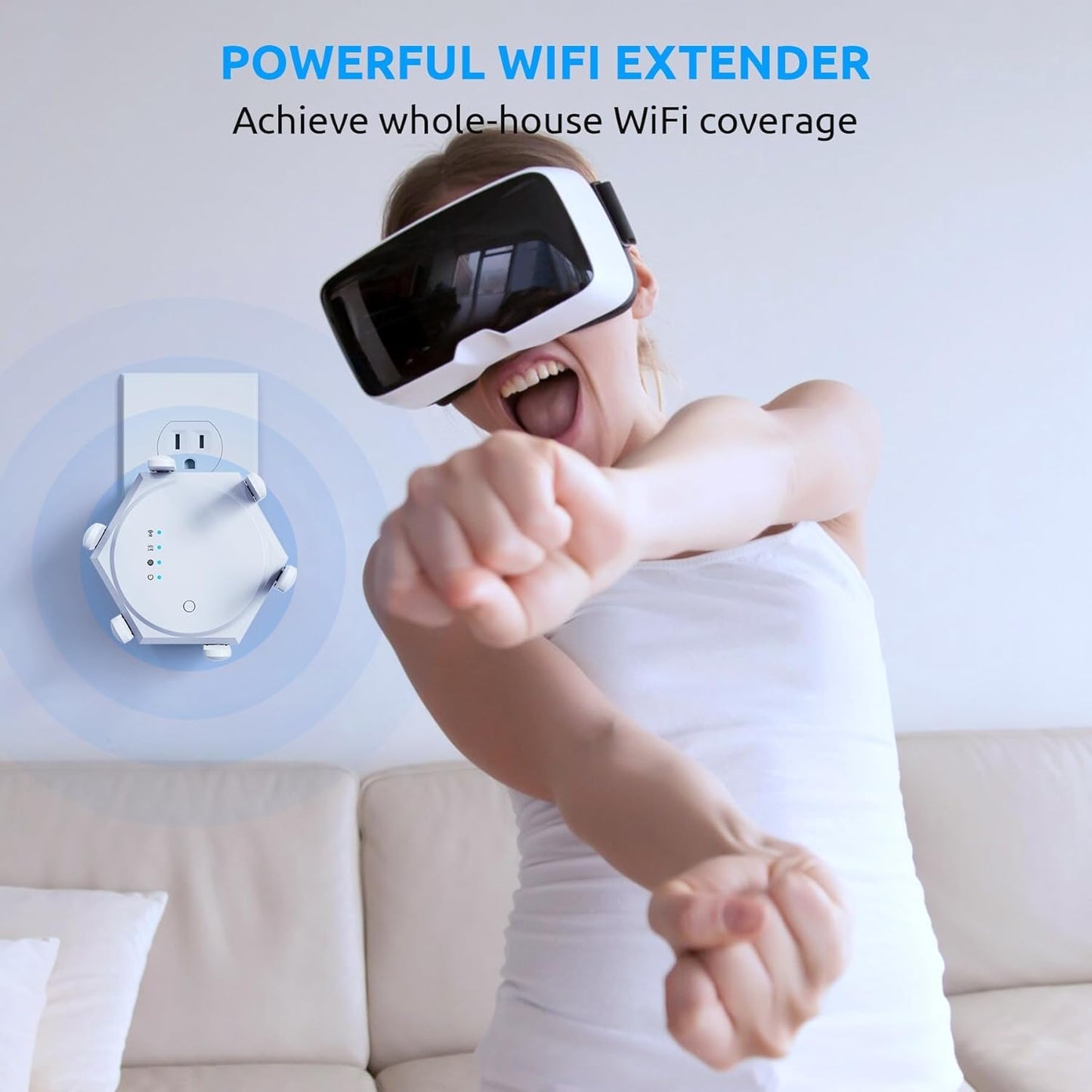 1200Mbps WiFi Extender,WiFi Repeater, WiFi Booster, Covers Up to 12880 Sq.ft and 60 Devices, Internet Booster,Dual Band 5.8GHz&2.4GHz with Ethernet Port for Large Home Office